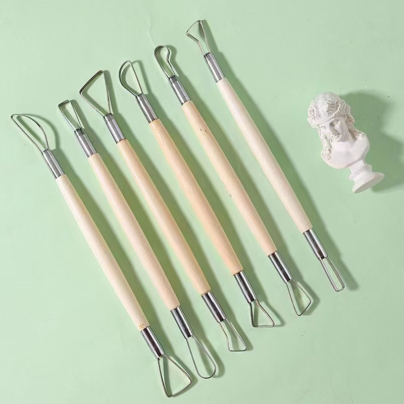 Craft Knife Set - 6PCS 나무 손잡이 왁스 도자기 점토