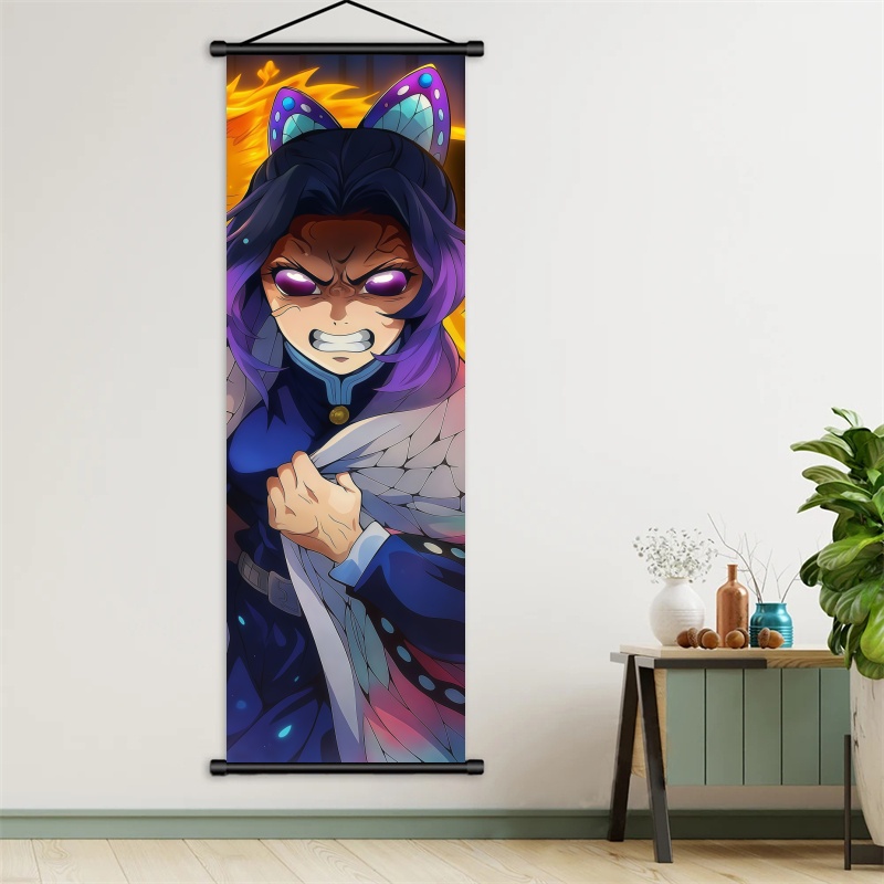 시노부 코쵸 데몬 슬레이어 아트 패브릭 걸이형 스크롤, - Anime Cosplay Prop 리뷰 및 가격