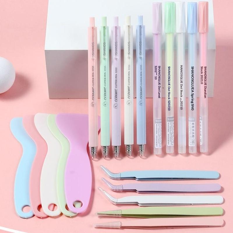 새로운 4 개/대 접착제 펜 조각 칼 핀셋 작은 삽 학 - Craft Knife Set 리뷰 및 가격