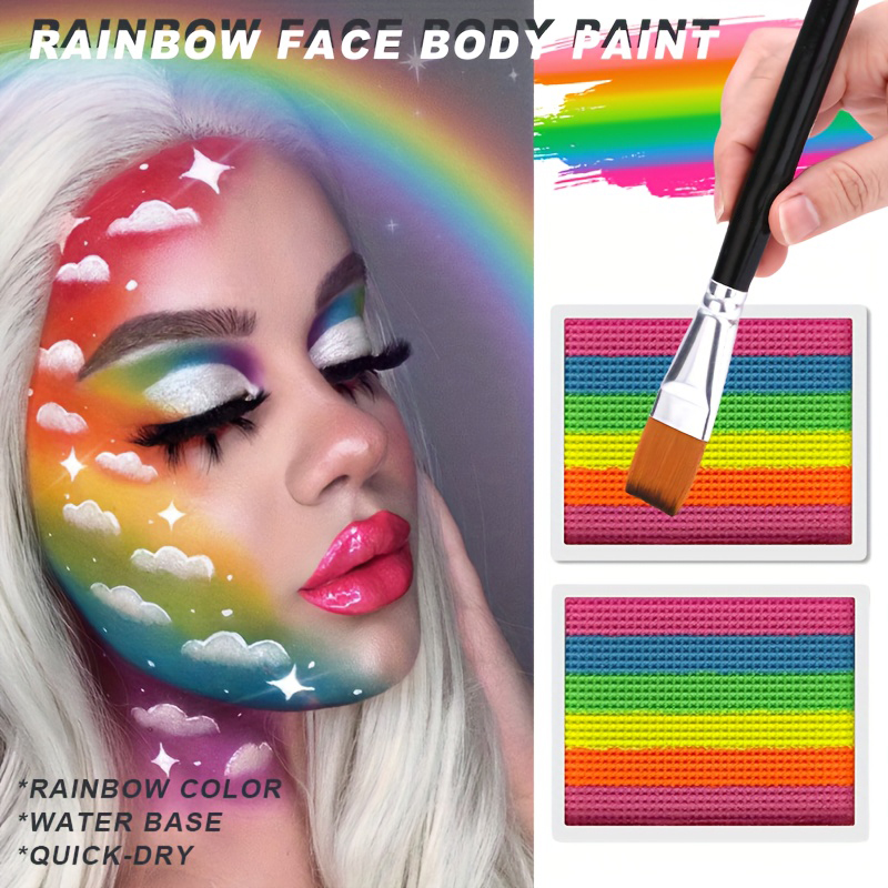 레인보우 페이스 앤 바디 페인트 세트-2개 스플릿 케이 - Cosplay Prop Paint 리뷰 및 가격