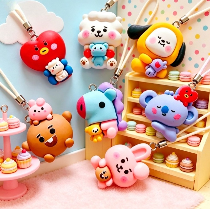 7pcs BT21 수지 만화 참 DIY 액세서리 공예  - Cosplay Prop Diy 리뷰 및 가격