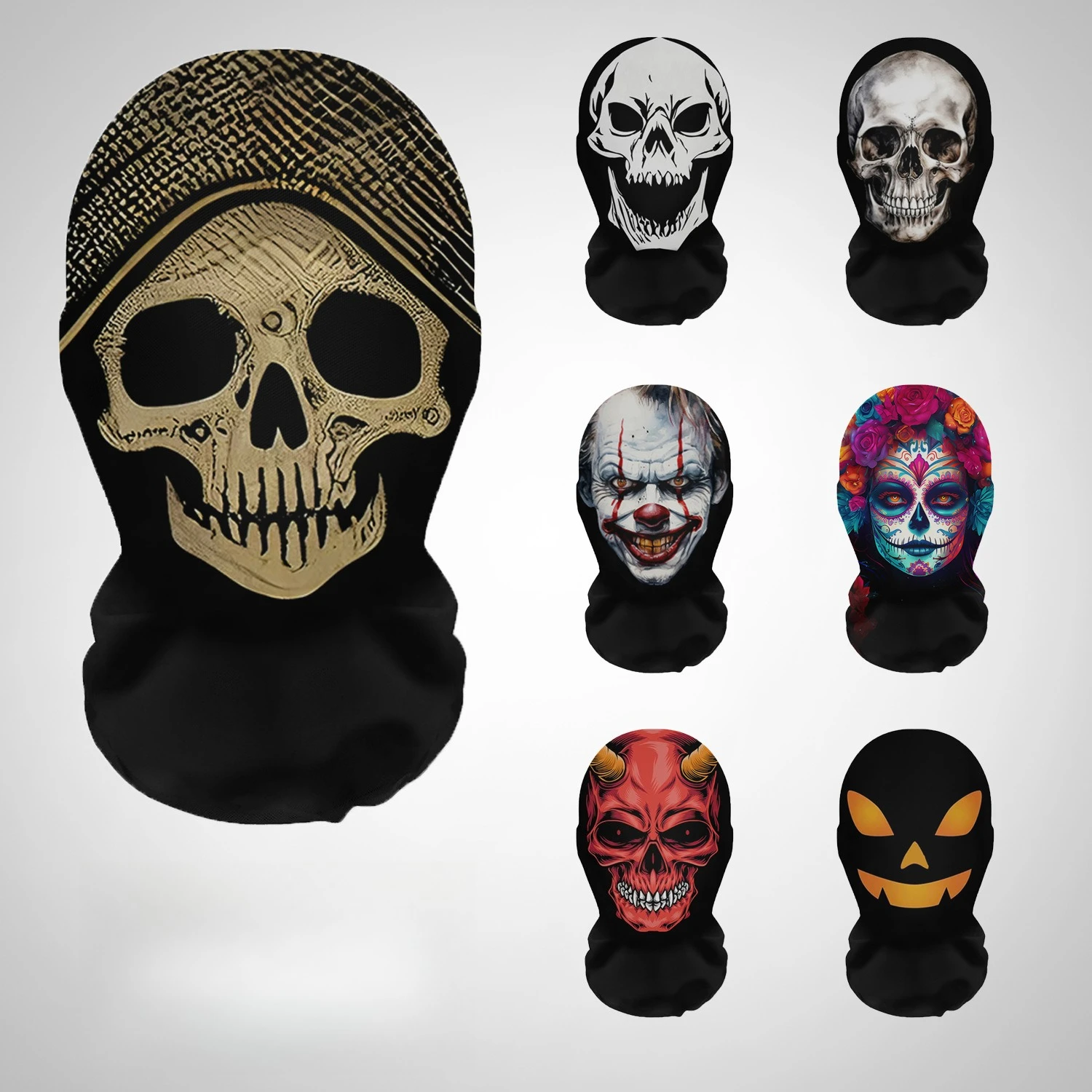 할로윈 공포 마스크 3D 인쇄 해골 패턴 탄성 메쉬 페 - Cosplay Prop Patterns 리뷰 및 가격